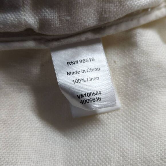 COLDWATER Creek Woman size PM 100% Linen Cream 3/4 sleeve jacket Double Button - Picture 8 of 10